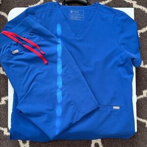 Figs Winning Blue Scrub Bottoms with Red Accents